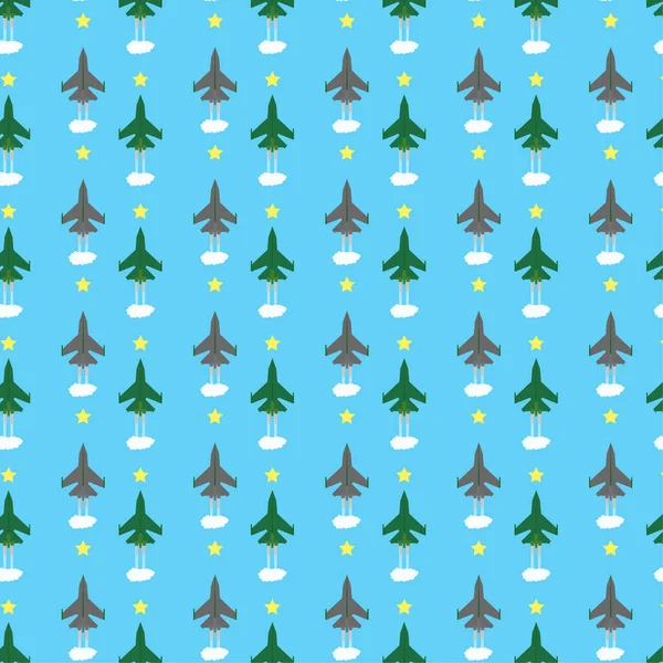 Vector Pattern Which Fighter Planes Drawn Sky Army Middle Fun — Vetor de Stock