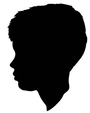 The contour of the head of a boy drawn in profile. The head of a person in profile where you can see the line of the nose of the lips, chin and neck. clipart