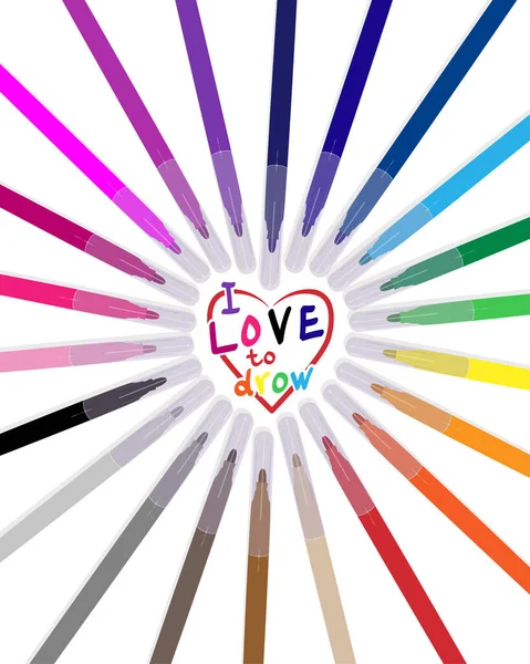 Markers Arranged Circle Love — Stock Vector
