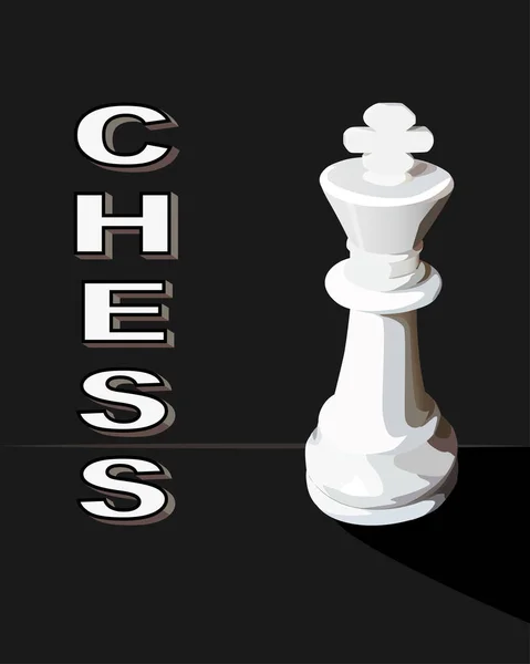 Figurka Bílého Krále Tmavém Pozadí Nápisem Názvu Deskové Hry Šachu — Stockový vektor