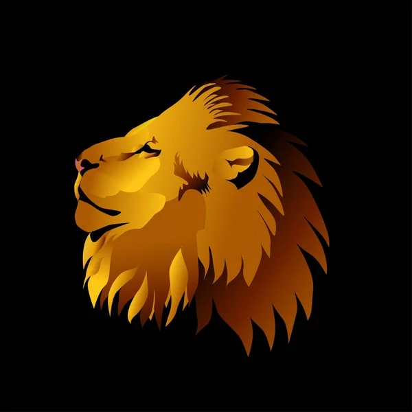 Illustration Male Lion Black Background Big Golden Lion Mane —  Vetores de Stock