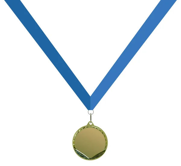 Illustration Vectorielle Une Médaille Avec Ruban Bleu Des Champions Récompensés — Image vectorielle
