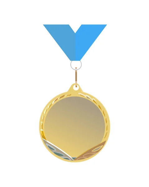 Vector Illustratie Van Een Gouden Medaille Met Blauw Lint Kampioenen — Stockvector
