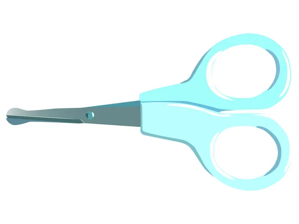 Small Scissors Cutting Paper Scissors Green Plastic Handles Steel Blades — Stock Vector