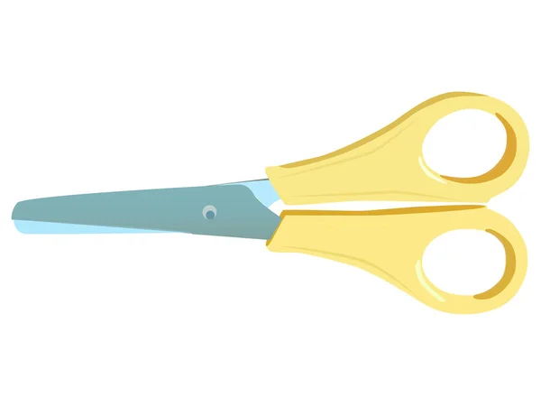Small Scissors Cutting Paper Scissors Green Plastic Handles Steel Blades — Stock Vector