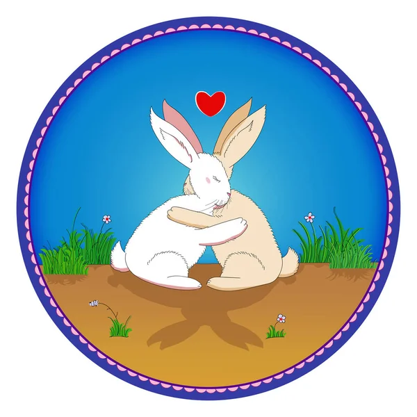 Милі Кролики Обіймаються Милі Кролики — стоковий вектор