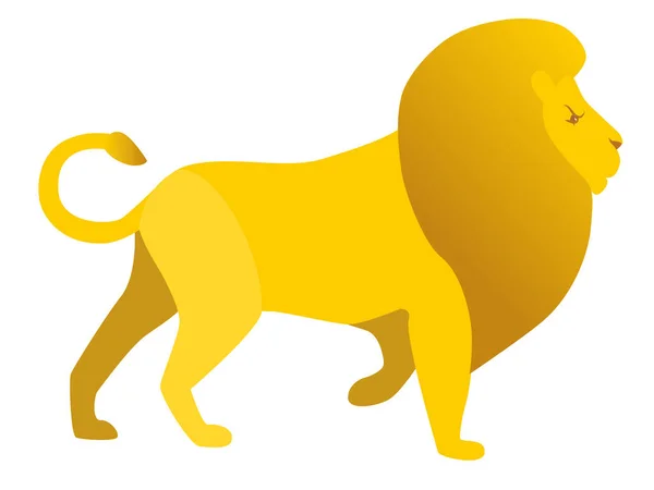 Иллюстрация Большого Золотого Льва Большой Гривой Дикое Кошачье Животное Семейства — стоковый вектор