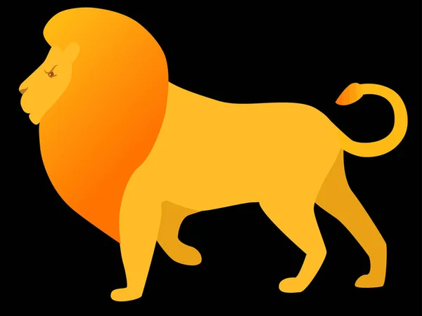 Illustration Big Golden Lion Big Mane Wild Feline Animal Cat — Stock vektor