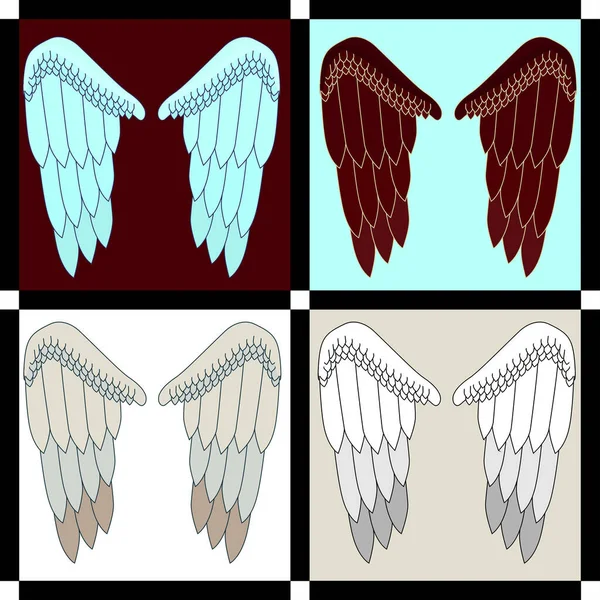 Ένα Σύνολο Από Φτερά Διαφορετικών Χρωμάτων Μεγάλα Φτερά Φτερά Αγγέλου — Διανυσματικό Αρχείο