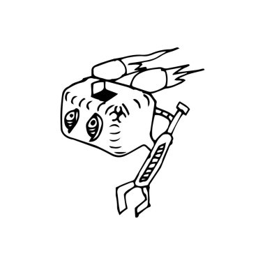 El çizimi çizimi bir robot robot çizimi. robot basit vektör illüstrasyonu.