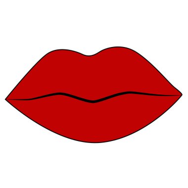 Dudakları kırmızı. Dişi ağız, kırmızı dudaklar. Baştan çıkarıcı dudakları öp..