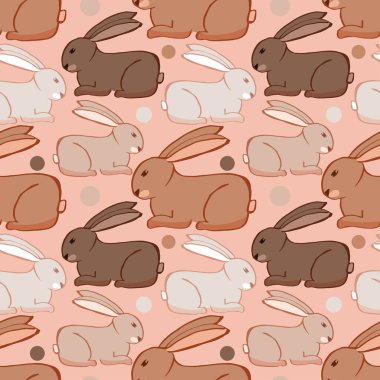 Sevimli Tavşan kusursuz desenli arka plan. Vektör düz şirin, basit bir illüstrasyon. kumaş ve kağıt tasarımı