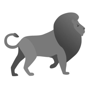 Aslan yeleli karikatür çizimi. Aslan posterin ortasında. Büyük kedi portresi. Erkek aslan.