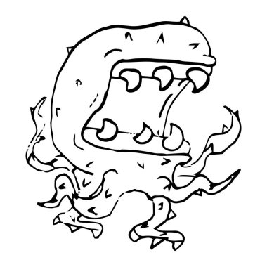 Korkunç bir canavarın vektör çizimi. Kötü canavar..