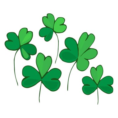 Vector simple drawing of a green clover. Clover symbol of good luck. For printing on fabric.