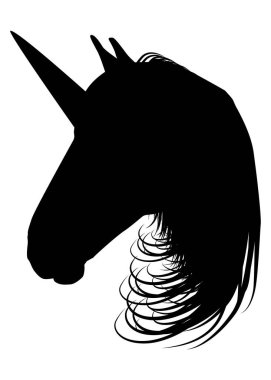 Sihir dünyasının en güzel sihirli toynaklı hayvanının vektör çizimi. Tek boynuzlu at.