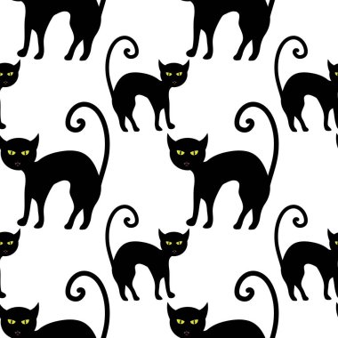 Vektör desenli kediler. Şirin kediler. Kumaş duvar kağıdına baskı yapmak için.