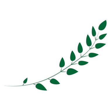 Yeşil yapraklı bir dalın vektör çizimi.