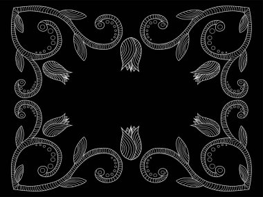 Basit yaz çiçekleri çizimleri. Soyut çiçek illüstrasyonu. El çizimi vektör sanatı. siyah beyaz resimleme