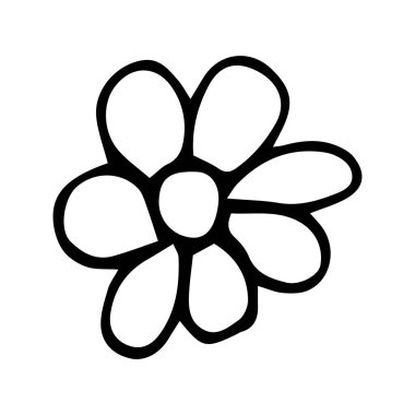 Flower drawn by lines with long petals. Beautiful flower sketch.