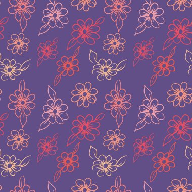 Vektör basit desenli çiçekler. Kumaş üzerine baskı yapmak için.