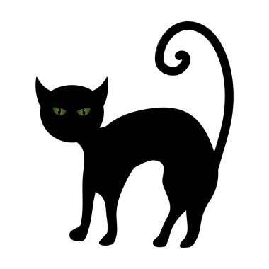 Şirin kedi vektör çizimi. Beyaz arka planda kedi ikonu. Kumaş üzerine baskı yapmak için.