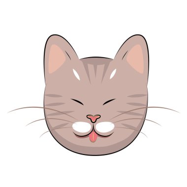 Şirin kedi vektör çizimi. Beyaz arka planda kedi ikonu. Kumaş üzerine baskı yapmak için.