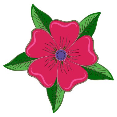 Çiçeğin renkli vektör çizimi. Kumaş üzerine baskı yapmak için. Çiçek çizimi.