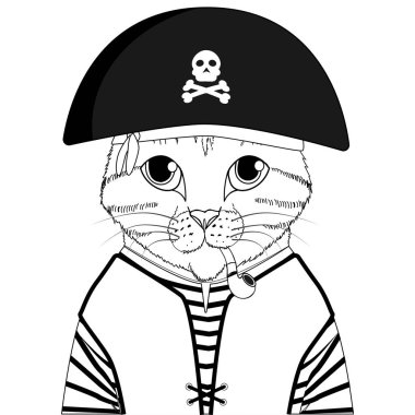 Boyama kitabı için sevimli bir kedi. Küçük kedi, siyah beyaz vektör çizimi