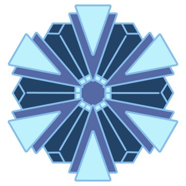 Blue snowflake with an intricate pattern. Snowflake is a symbol of winter and winter weather