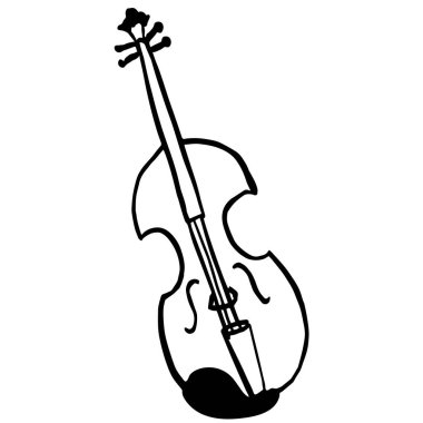 Hand Drawn Violin Sketch Symbol. black and white vector illustration of violin.