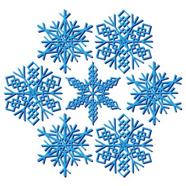 Snowflakes set with an intricate pattern. Snowflake is a symbol of winter and winter weather