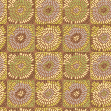 İçinde farklı desenler olan kareler. Resimli döşemeler.