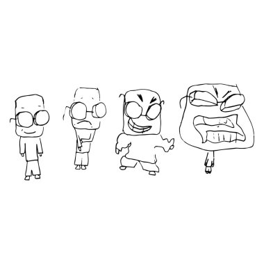 Bir kişinin farklı duyguları var. İnsan duyguları.