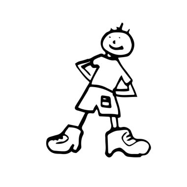 Komik adam siyah beyaz vektör çizimi