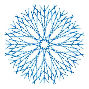 Blue snowflake with an intricate pattern. Snowflake is a symbol of winter and winter weather