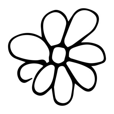Flower drawn by lines with long petals. Beautiful flower sketch.