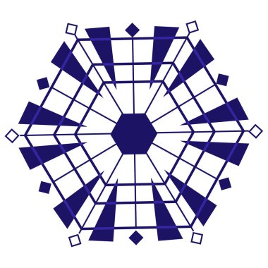 Blue snowflake with an intricate pattern. Snowflake is a symbol of winter and winter weather