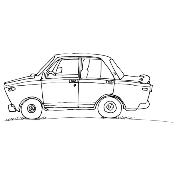 Simple Vector Drawing Car Old Style Car — Διανυσματικό Αρχείο