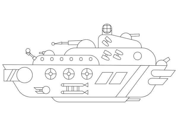 Navire Spatial Militaire Avec Nombreux Canons Militaires — Image vectorielle