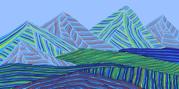 Drawing Mountains Lines Mountain Landscape Sketch Pen Drawing — 스톡 벡터