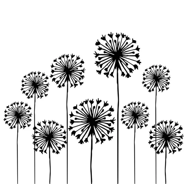Ensemble Dessins Simples Fleurs Été Illustration Fleurs Abstraites Art Vectoriel — Image vectorielle