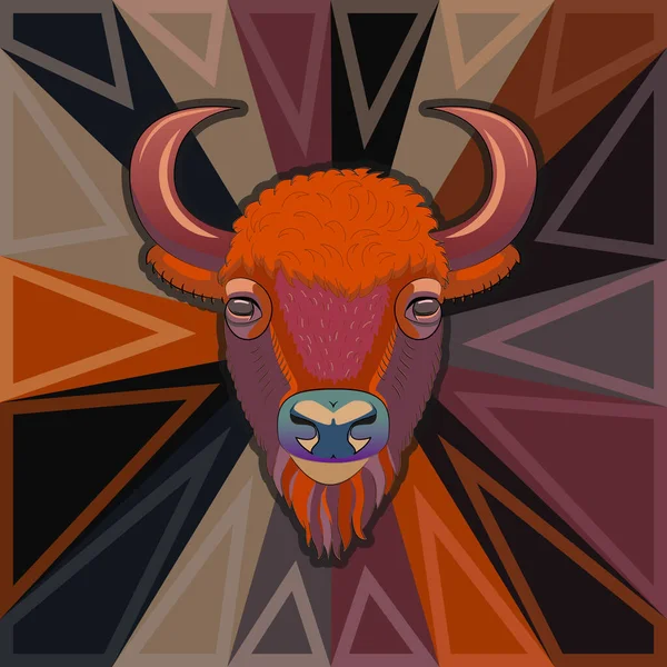 Bison Head Portrait Wild Bull Handsome Bull — Stock vektor