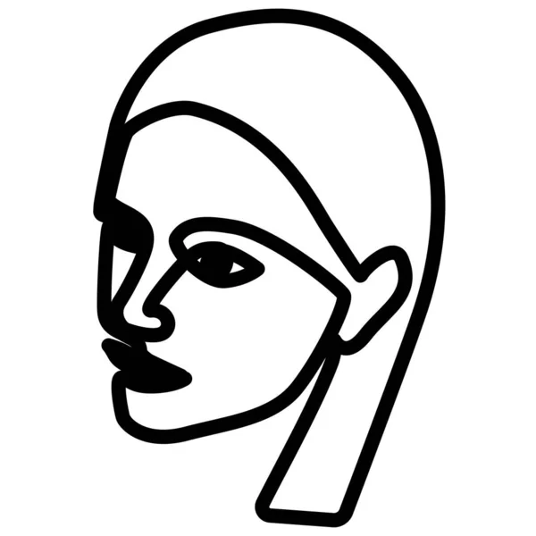 Abstract Woman Face One Line Drawing Portret Minimalistic Style Continuous — Stock Vector