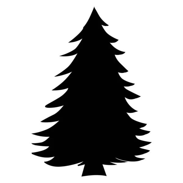 Árbol Navidad Dibujado Líneas Negras Separadas Silueta Árbol Navidad Para — Vector de stock