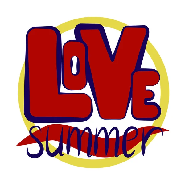 Inscription Summer Love Letters Strokes Background Sunny Circle Summer Love — Stockový vektor