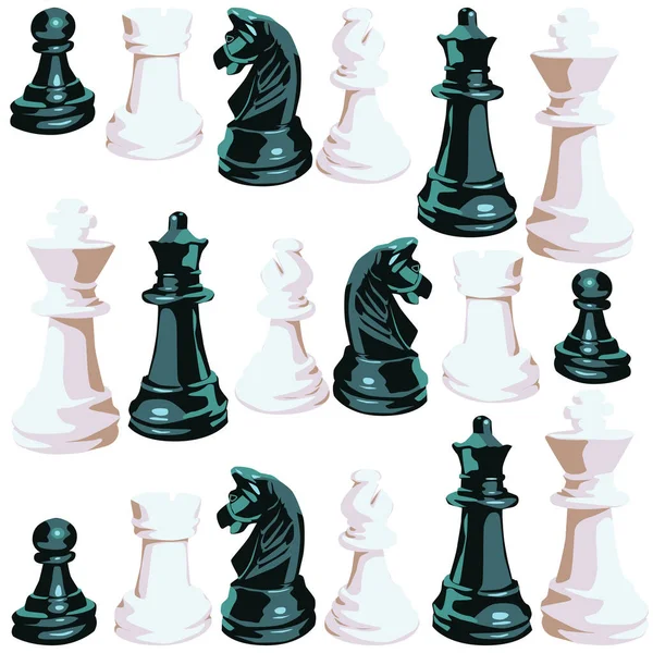Pattern Playing Chess Chessmen Printing Fabric — Stock Vector