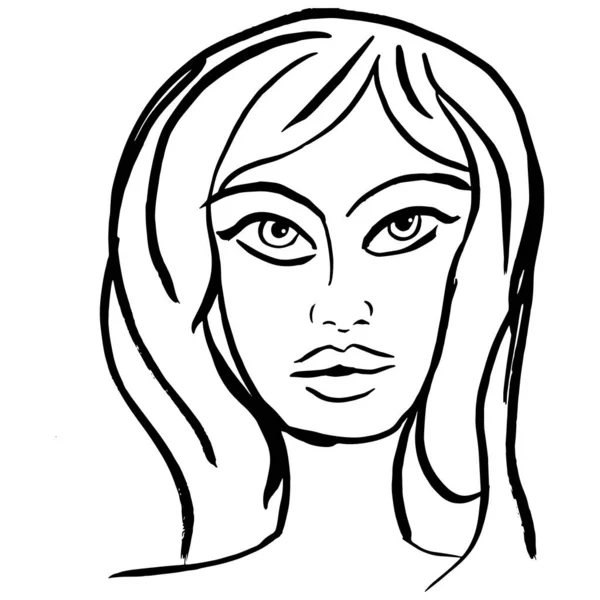 Desenho Simples Retrato Feminino Retrato Desenho Vetorial Uma Mulher —  Vetores de Stock