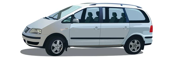 灰色の車の写真としてベクトル描画します 家族の車だ ベクトルイラスト 人を運ぶために — ストックベクタ