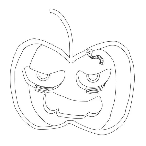 一个满脸沮丧 满脸怨恨的苹果怪兽 — 图库矢量图片